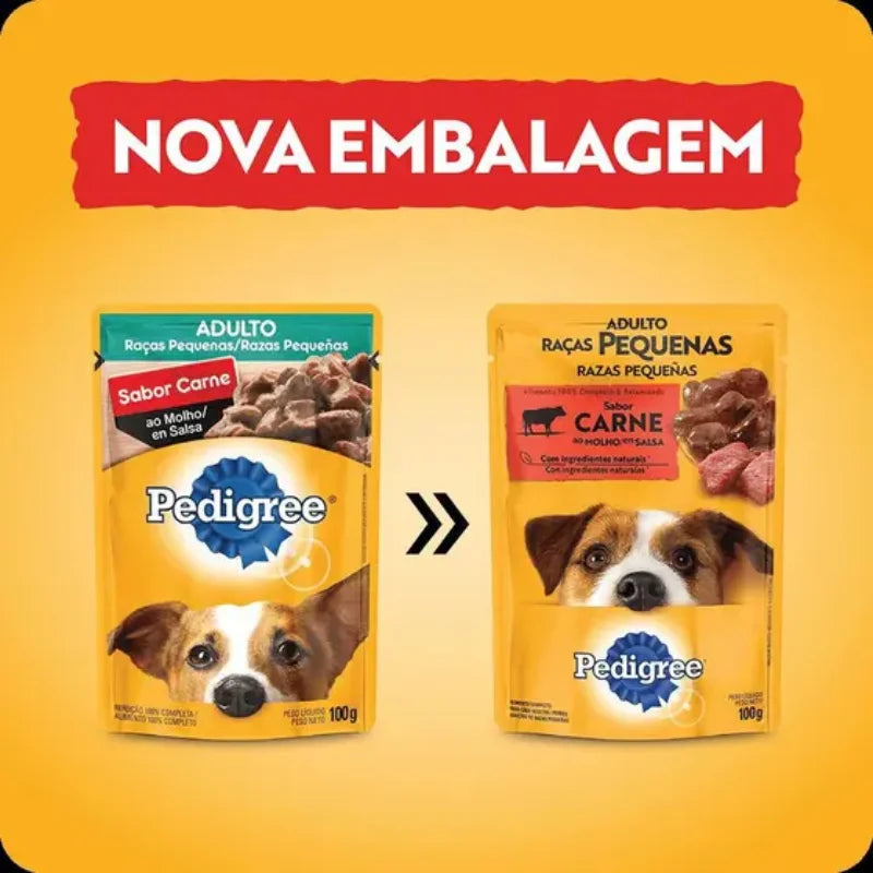 Sachê Pedigree Úmido Raças Pequenas Adulto Carne 100g