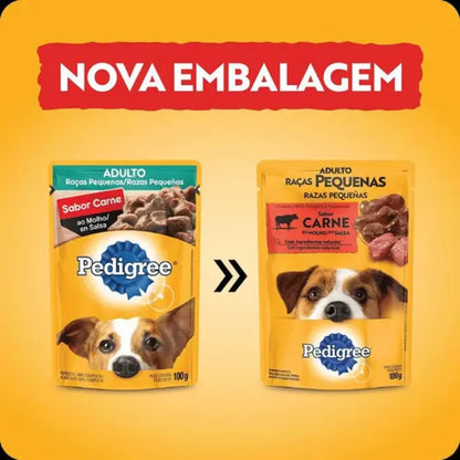 Sachê Pedigree Úmido Raças Pequenas Adulto Carne 100g