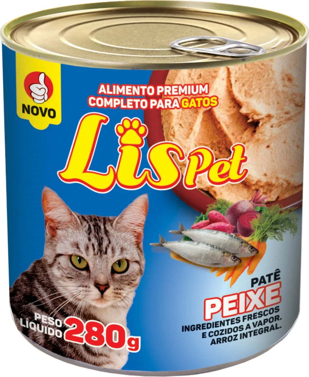 Ração Completa / Alimento Úmido / Patê para Gatos Adultos e Filhotes - LISPET - Sabor Peixe - 280g