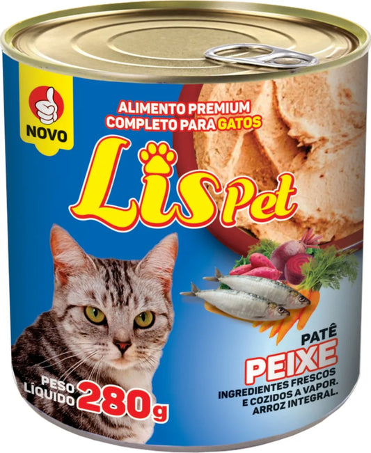 Ração Completa / Alimento Úmido / Patê para Gatos Adultos e Filhotes - LISPET - Sabor Peixe - 280g