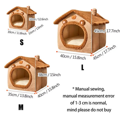 Cama para Gatos e Cães de Todas as Estações, Lavável, Casa Macia e Removível, Cama para Pets Pequenos e Médios, Kennel Durável, Suprimentos para Pets