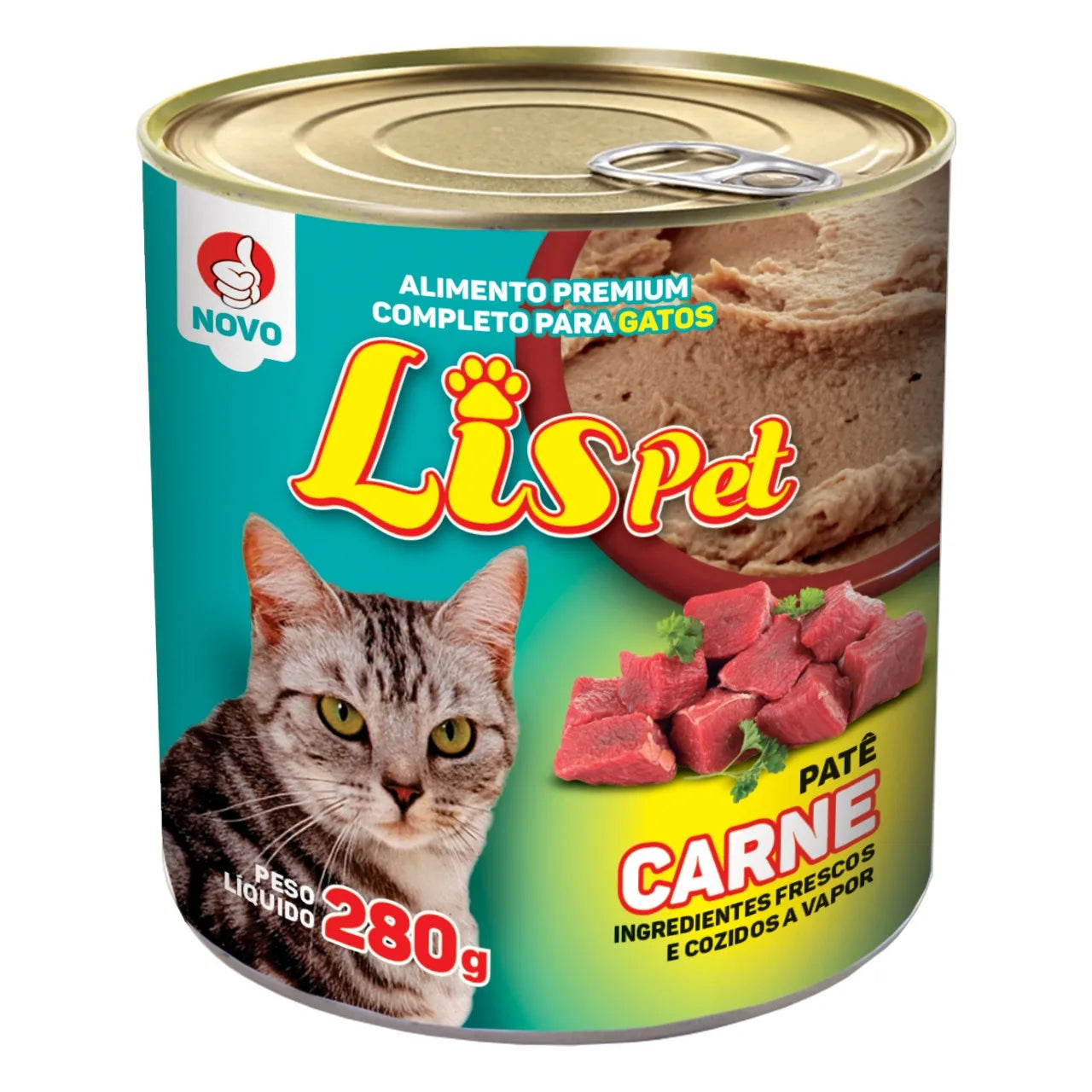 Ração Completa / Alimento Úmido / Patê para Gatos e Filhotes - LISPET - Sabor Carne - 280g