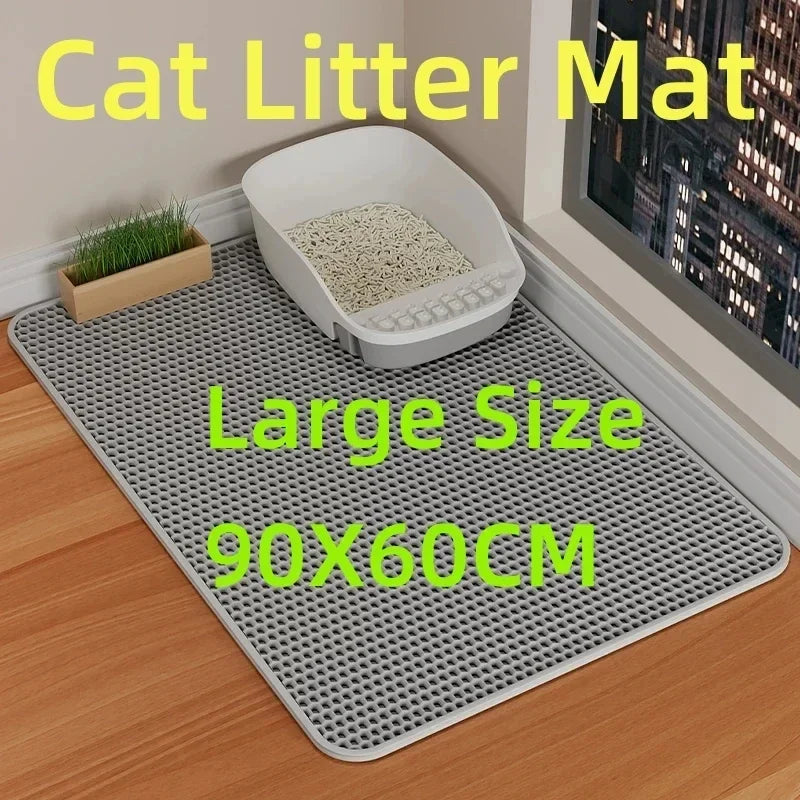 Tapete para Areia de Gato 90x60cm, à Prova d'Água, Dupla Camada, Tapete para Caixa de Areia, Banheiro de Gato, Tapete Antiderrapante e Lavável para Pets, Limpeza de Areia para Gatos