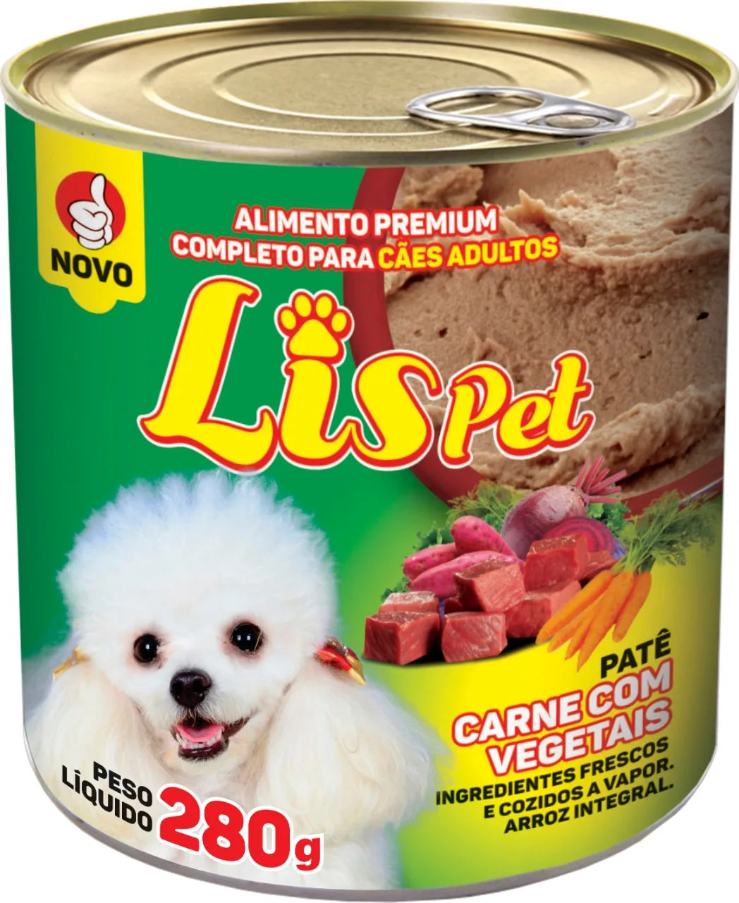 Ração Completa / Alimento Úmido / Patê para Cães Adultos - LISPET - Sabor Carne com Legumes - 280g