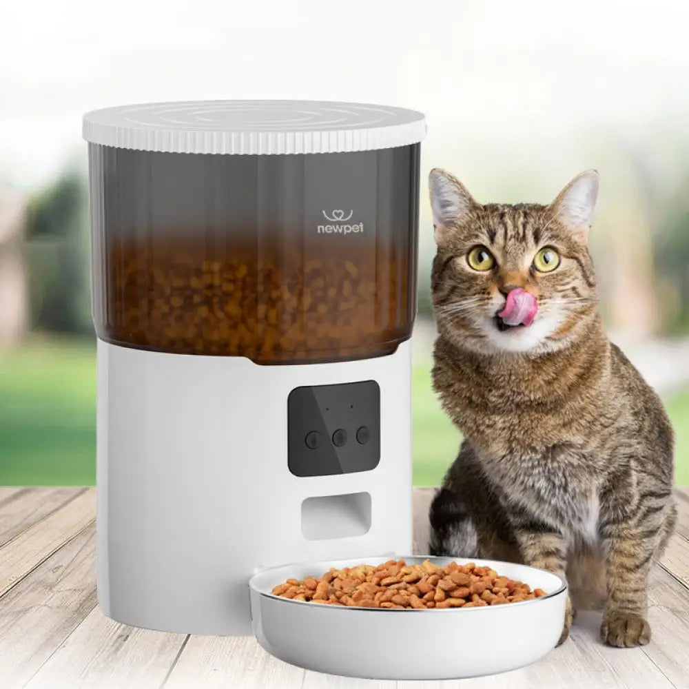 Alimentador Automático para Pets de 4L para Gatos, Alimentador Lento para Cães com Wi-Fi, Dispensador de Ração Inteligente com Gravação de Voz, Grande Capacidade, Alimentação Programada para Gatos