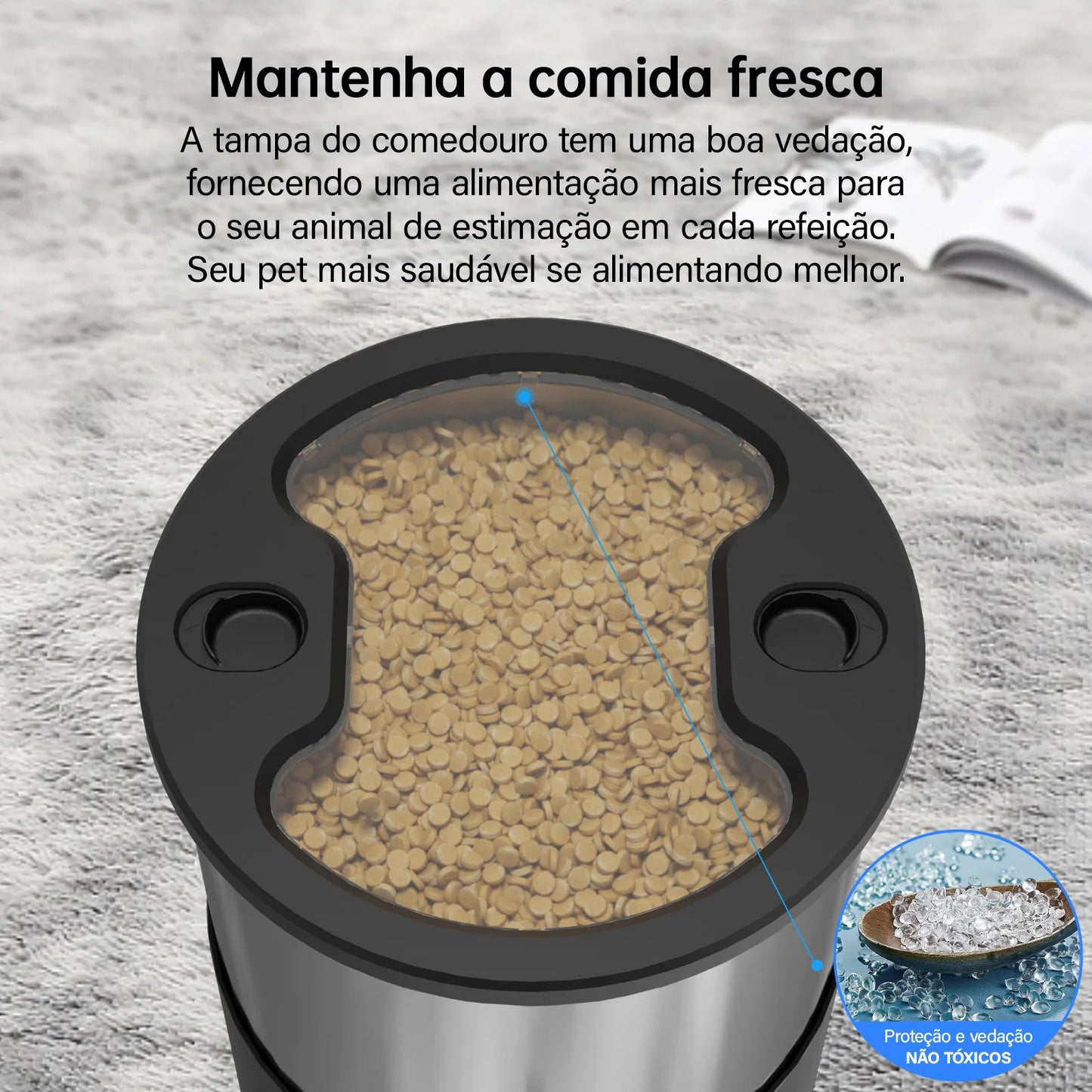 Alimentador Automático para Gatos e Cães com APP Inteligente Tuya, Dispensador de Ração para Gatos e Cães de Pequeno e Médio Porte, Alimentação Remota