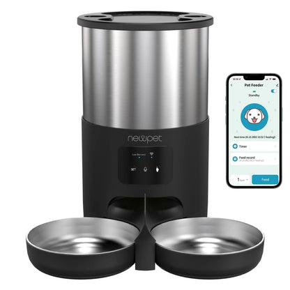 Alimentador Automático para Gatos e Cães com APP Inteligente Tuya, Dispensador de Ração para Gatos e Cães de Pequeno e Médio Porte, Alimentação Remota