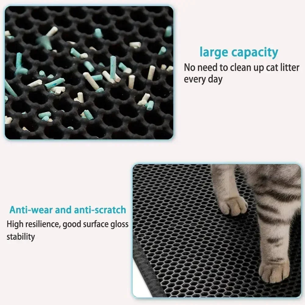 Tapete para Areia de Gato 90x60cm, à Prova d'Água, Dupla Camada, Tapete para Caixa de Areia, Banheiro de Gato, Tapete Antiderrapante e Lavável para Pets, Limpeza de Areia para Gatos