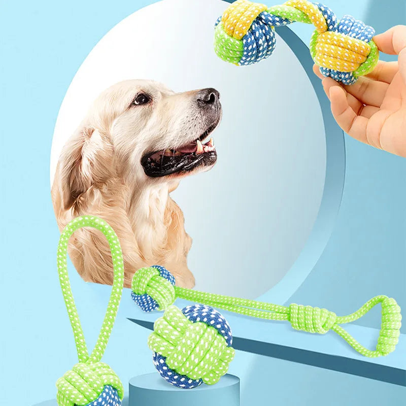 Brinquedo Interativo para Cães, Corda de Algodão, Bola e Escova de Dentes para Cães Grandes e Pequenos